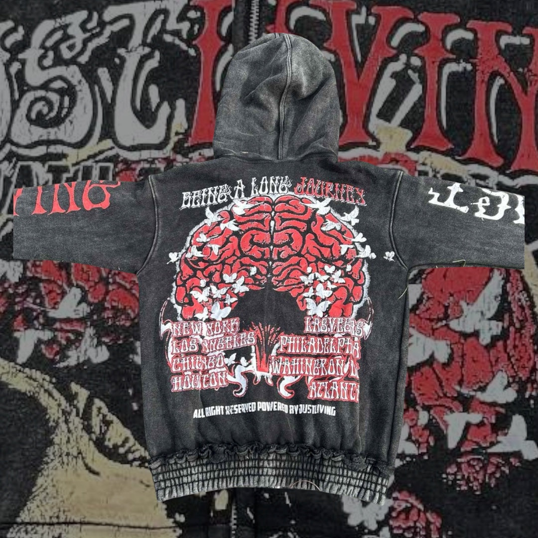 JUSTT LIVIN’ “Path to Paradise” Zip-Up Hoodie